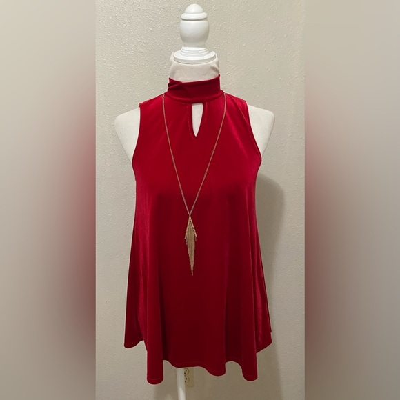 A. Byer Velvet Mock Neck Tunic with Necklace Embellishment - Excellent Used Cond - Picture 1 of 9